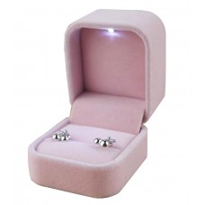 MXY Velvet Jewellery Box With Led Light Jewelry Ring Holder Earrings Gift Boxes Jewelry Display Cutely Small Case (Pink) 