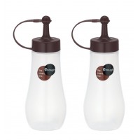 MXY Japanese Salad Squeezee Bottle with Tip Cup Design Vinegar Pot Oil Pot 2 Units Package 250ml (Brown)