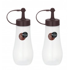 MXY Japanese Salad Squeezee Bottle with Tip Cup Design Vinegar Pot Oil Pot 2 Units Package 250ml (Brown)