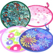 MXY Foldable Fan Japanese Style Summer Handheld Round Folding Fan Beautiful Pattern Festival Decor Wedding Birthdays Home Decoration 4 Units Different Patterns