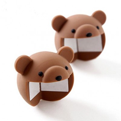 MXY Home Safety Anti-collision Edge Corner Guard Protector Baby Soft Silicone Cartoon Thickening Collision Angle Table Desk Bumper Cover Pad Child Infant Kid Cute Pack of 2 Units Brown Bears