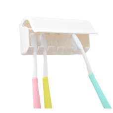 MXY Toothbrush Holder, Bathroom Suction Wall Hanging Toothbrush Stand Set With Dustproof Cover and Adhesive Sticker (White-B)