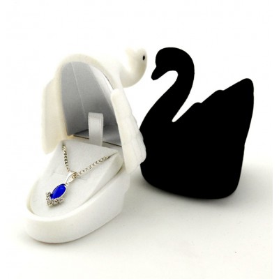 MXY Velvet Jewellery Box Jewelry Necklace Ring Earrings Gift Boxes Jewelry Display Cutely Small Case (Couple Swans Of Black&White)