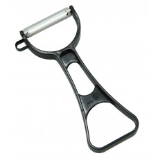 MXY Japanese Fruit Vegetable Ultra Sharp Peeler Stainless Steel Blade White & Ergonomic Pressure Absorbing Handle Black Color