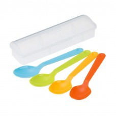 MXY Food Grade PP Tableware Spoons Party Essentials Set of 4 In Clear Box Assorted Colors Nice Gift