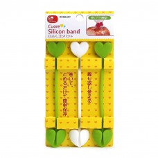 MXY Multi-use Silicone Bag Sealing Ties Heart Shape Design Cable Management Set of 3 (Green)