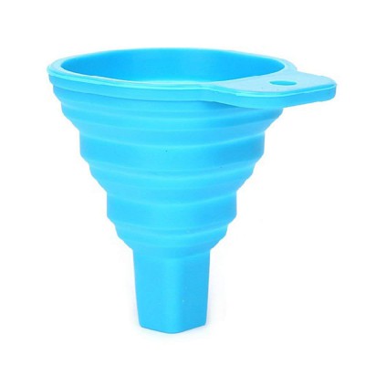 MXY Funnel Silicone Collapsible Foldable Funnels Space Saving Blue for Liquid Transfer Blue