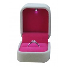 MXY Velvet Jewellery Box With Led Light Jewelry Ring Holder Earrings Gift Boxes Jewelry Display Cutely Small Case (Beige&Hot Pink) 