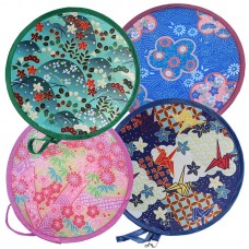MXY Foldable Fan Round Japanese Style Summer Handheld Folding Fans Festival Wedding Party Decor Home Personal Decoration 4 Units Different Beautiful Patterns