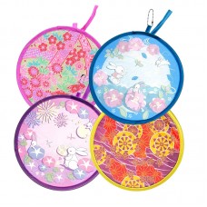 MXY Foldable Fan Japanese Style Summer Handheld Round Folding Fan Beautiful Pattern Festival Decor Wedding Birthdays Home Decoration 4 Units Different Patterns