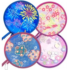 MXY Foldable Fan Japanese Style Summer Handheld Round Folding Fan Beautiful Pattern Festival Decor Wedding Birthdays Home Decoration 4 Units Different Patterns